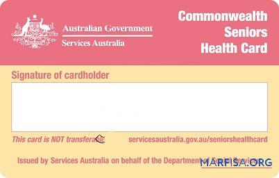 Blank Australia Seniors health card example